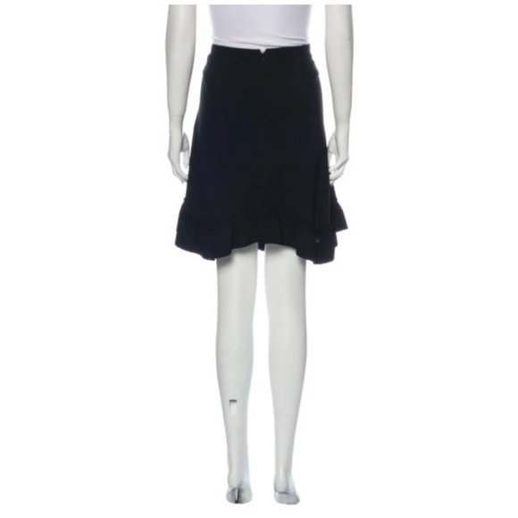 Chloe Black Midi Knee Length Ruffle Skirt L 10 - Picture 3 of 9